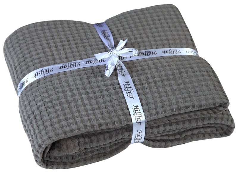 HILLFAIR 100% Combed Cotton Blanketâ€“ Twin XL Size Bed Blanketsâ€“ Warm Soft All Season Breathable Lightweight Summer Blanketsâ€“ Waffle Weave Home Decor Bed Blanket- Grey Bed Cotton Blankets/Bedcovers - Image 3